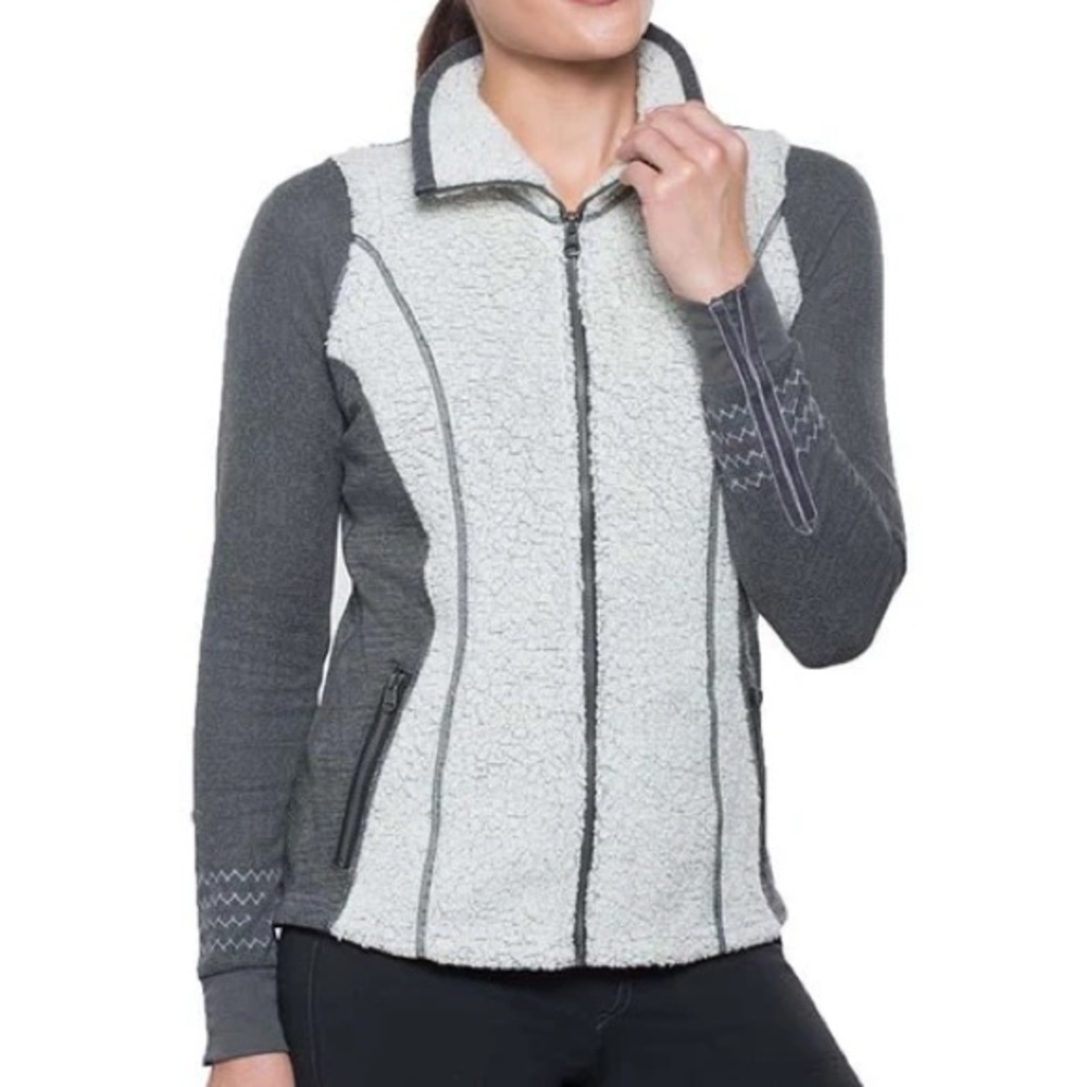 Kuhl Kozet Vest Gray White Wool Sherpa Medium